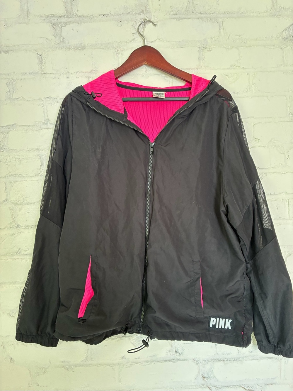 PINK Victoria's Secret Black Jacket with Hot Pink Lining